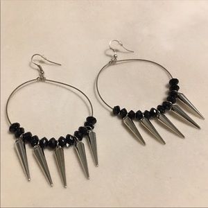 Edgy Black and spiked hoop earrings